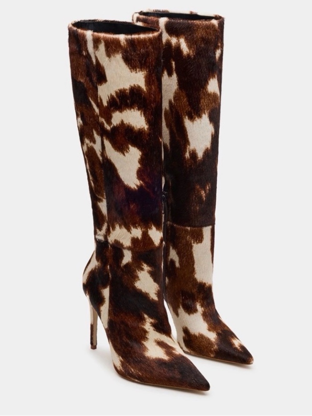 Steve Madden Nitro Cow Print Stiletto boots- size 8 NEW IN BOX Originally $230